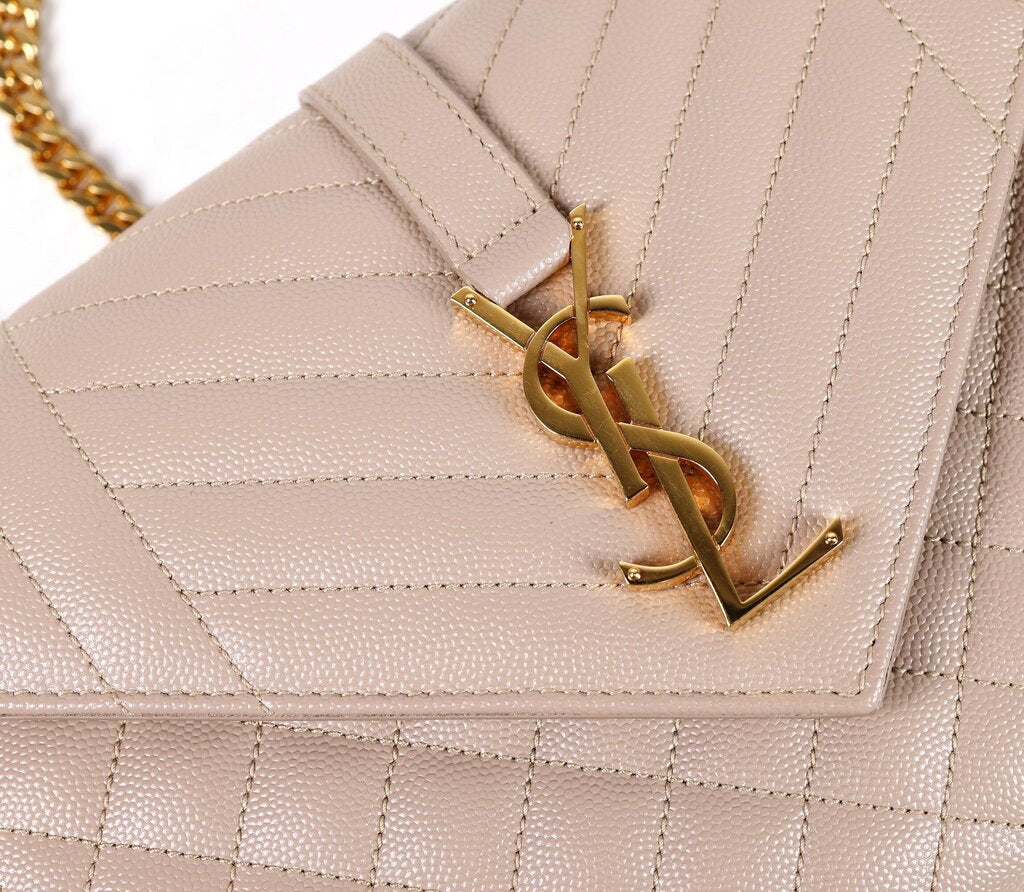 Dark Beige Quilted Envelope Shoulder Bag