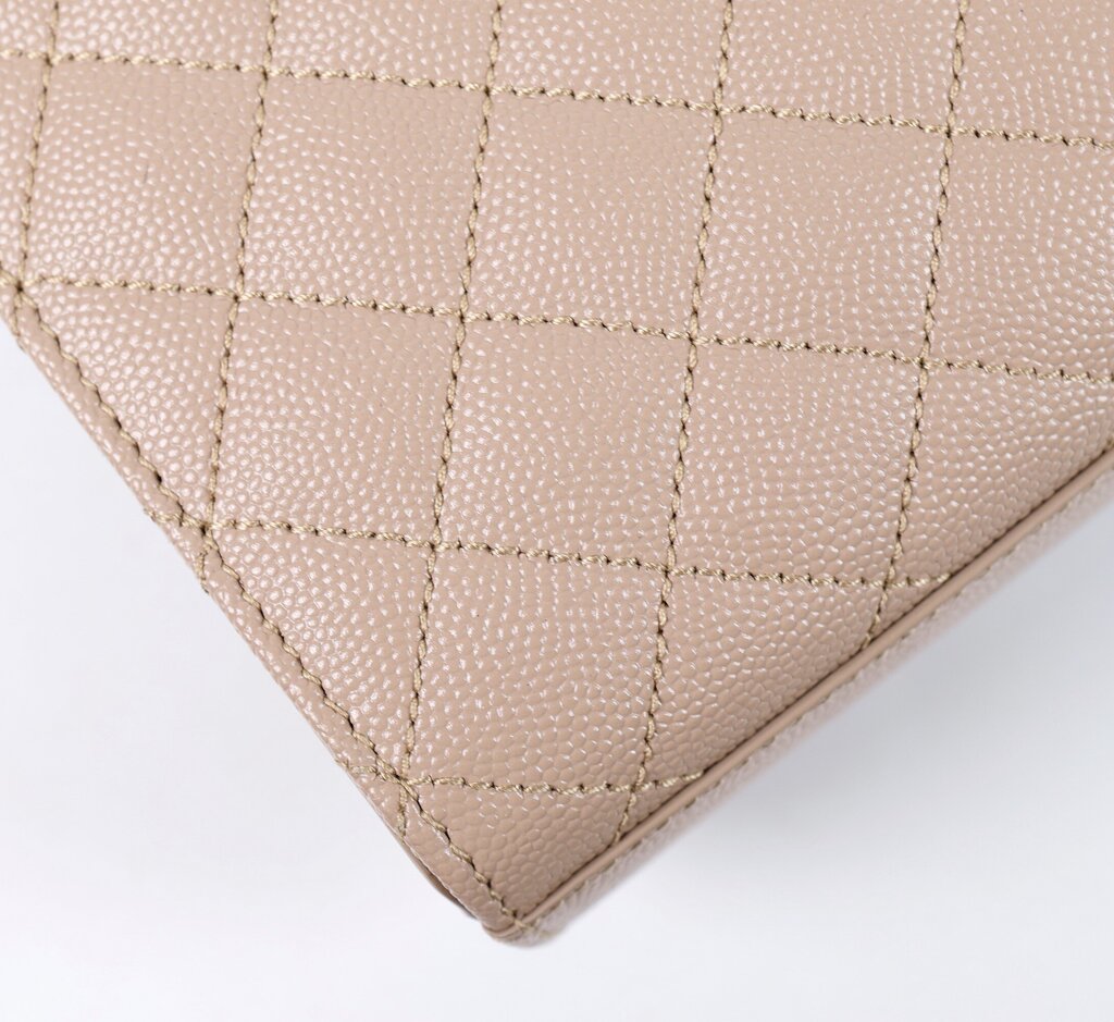 Dark Beige Quilted Envelope Shoulder Bag