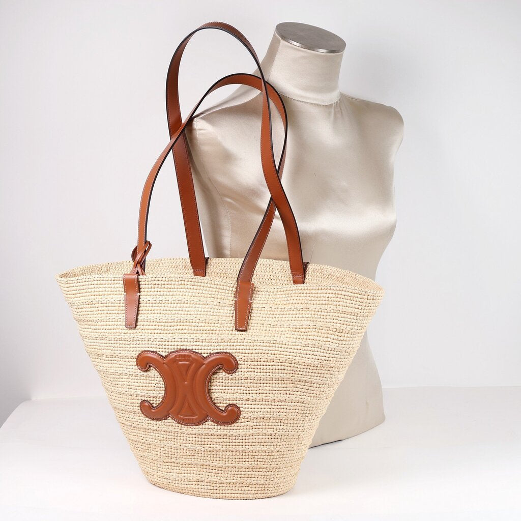 Raffia and Leather Tote