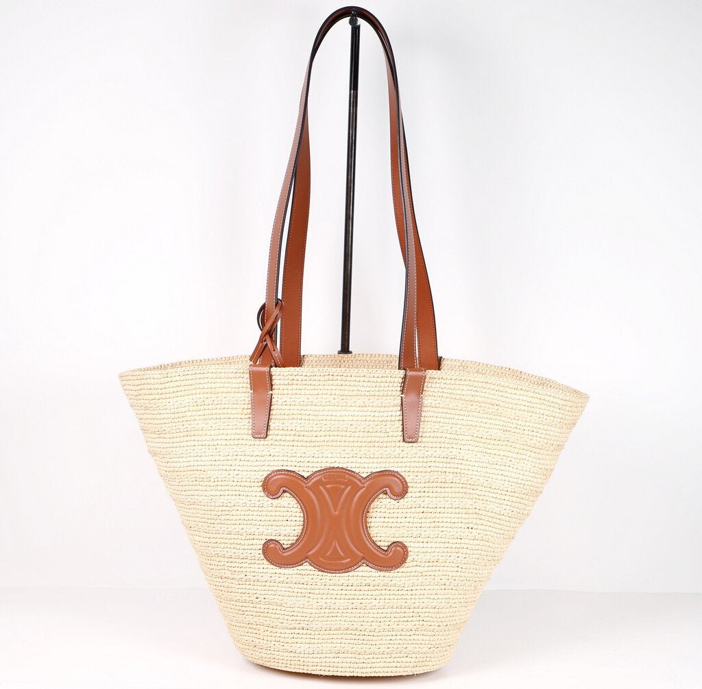 Raffia and Leather Tote
