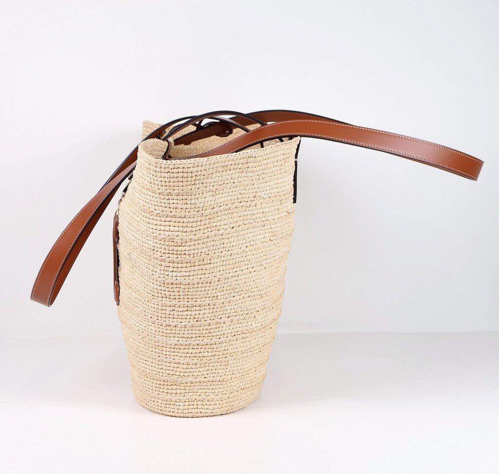 Raffia and Leather Tote