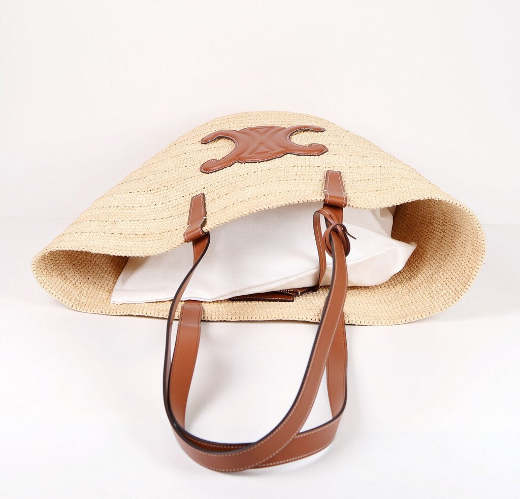 Raffia and Leather Tote