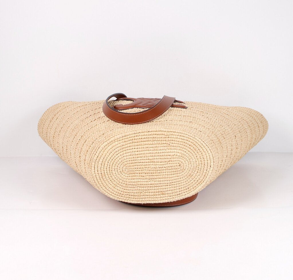 Raffia and Leather Tote
