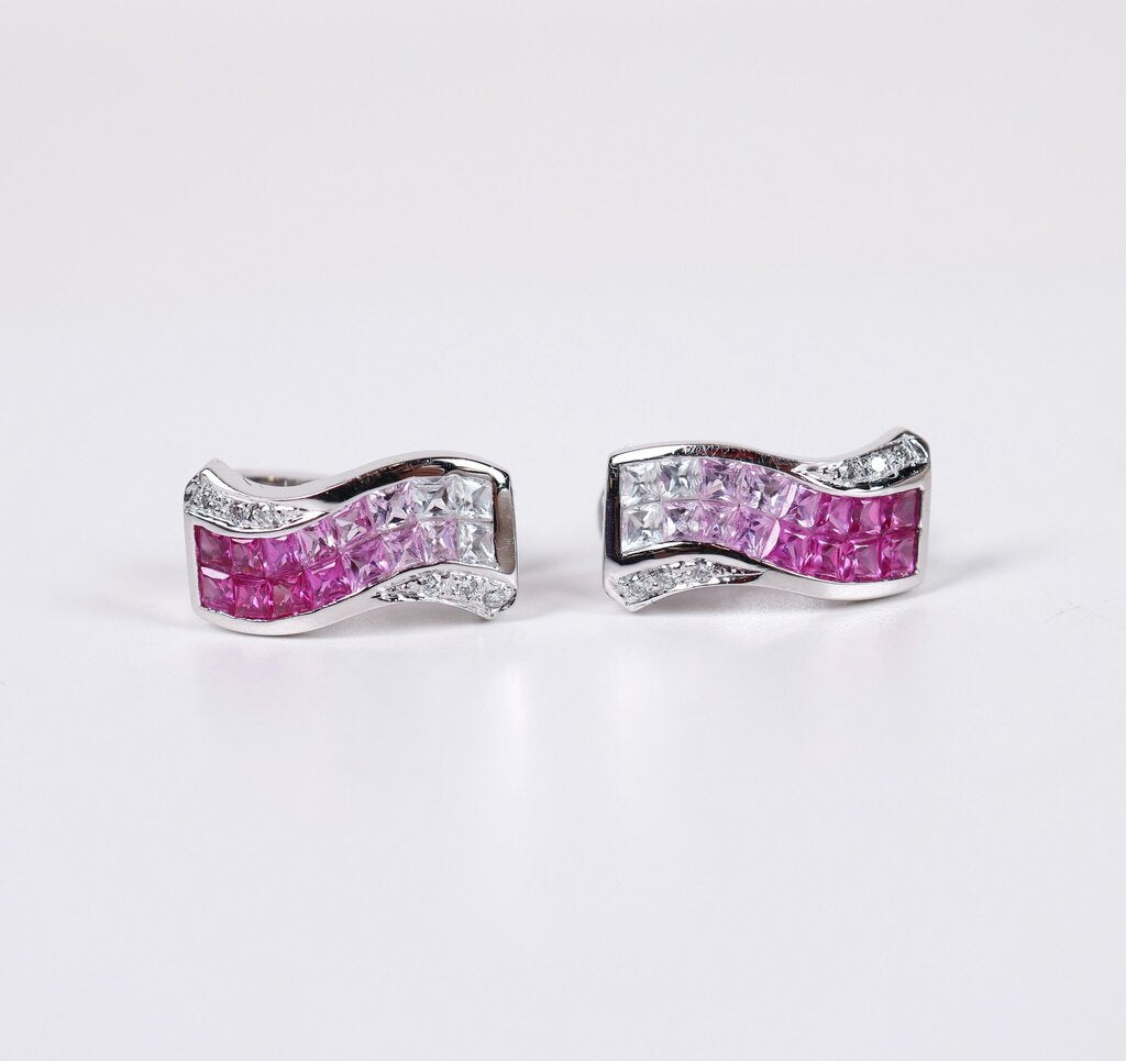 18K Gold Pink Sapphire Gradient Earrings