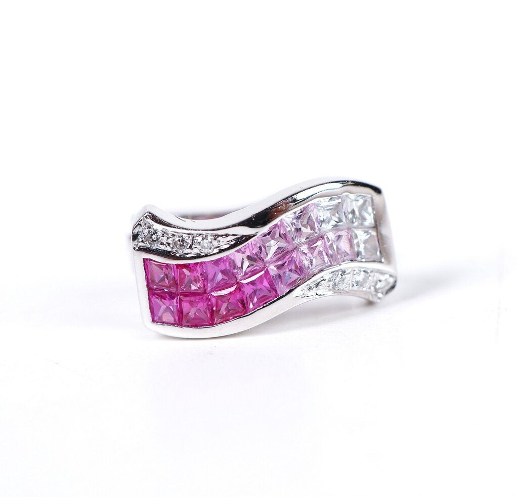 18K Gold Pink Sapphire Gradient Earrings