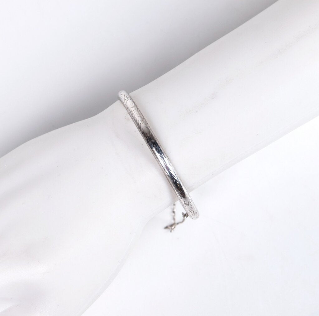 Sterling Etched Detail Bangle Bracelet