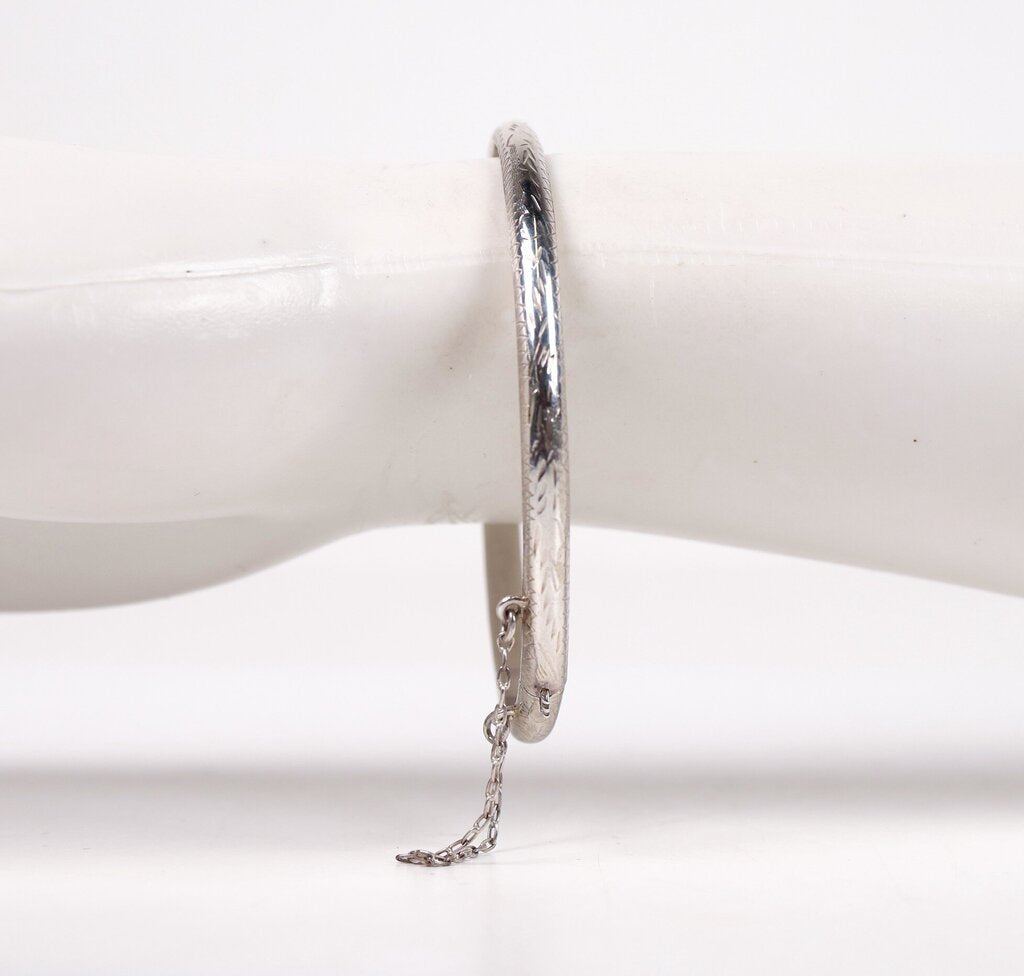 Sterling Etched Detail Bangle Bracelet