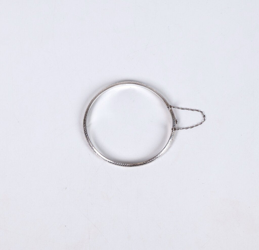 Sterling Etched Detail Bangle Bracelet