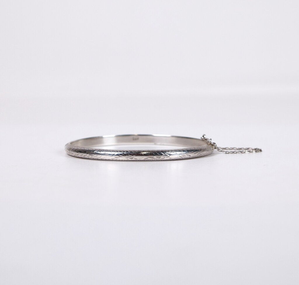 Sterling Etched Detail Bangle Bracelet