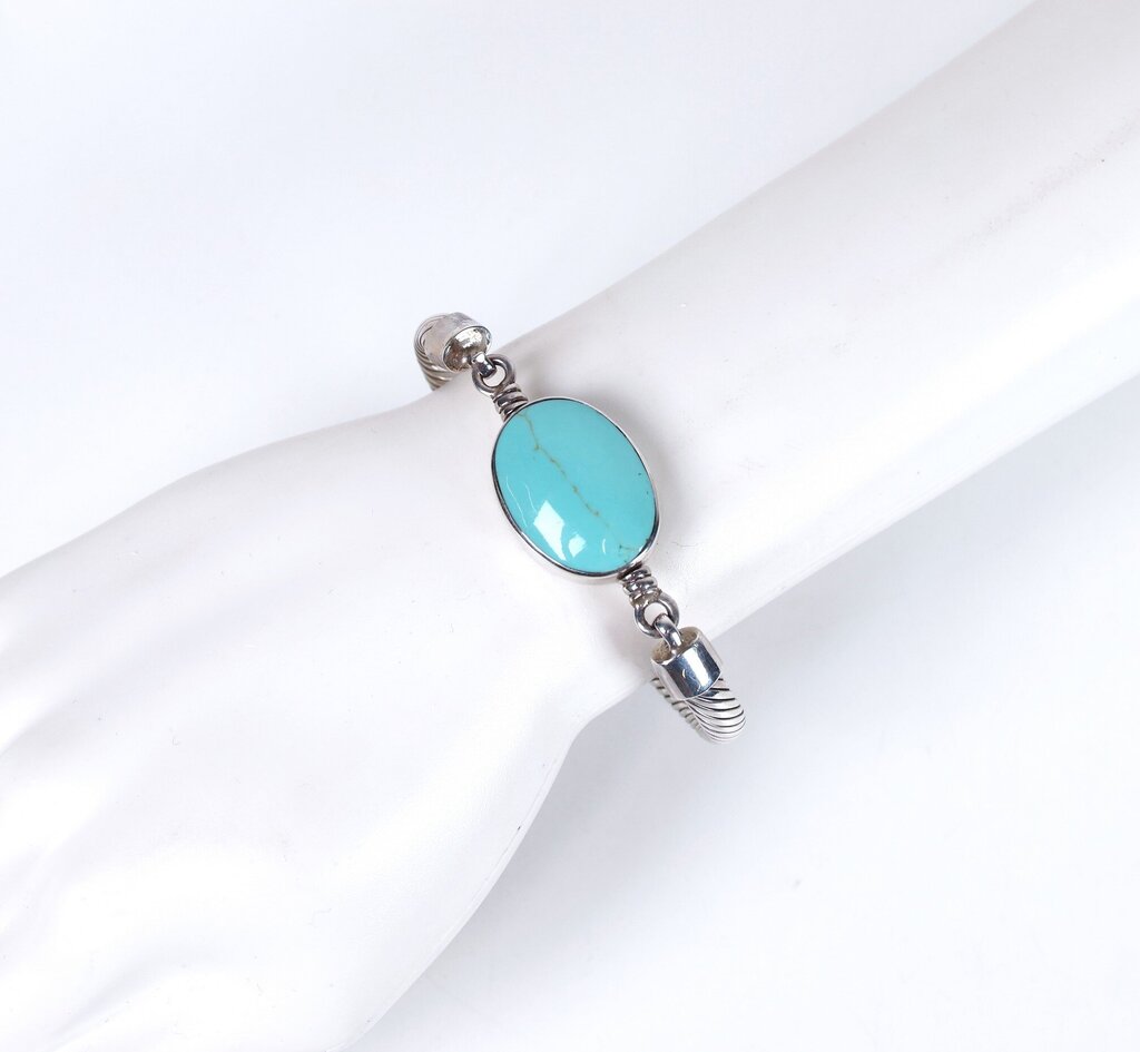 Sterling and Turquoise Cable Bracelet