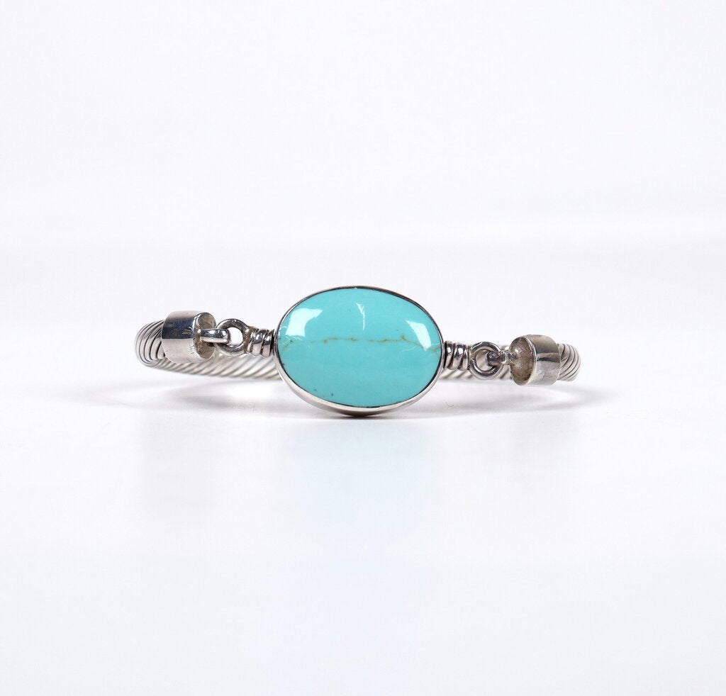 Sterling and Turquoise Cable Bracelet