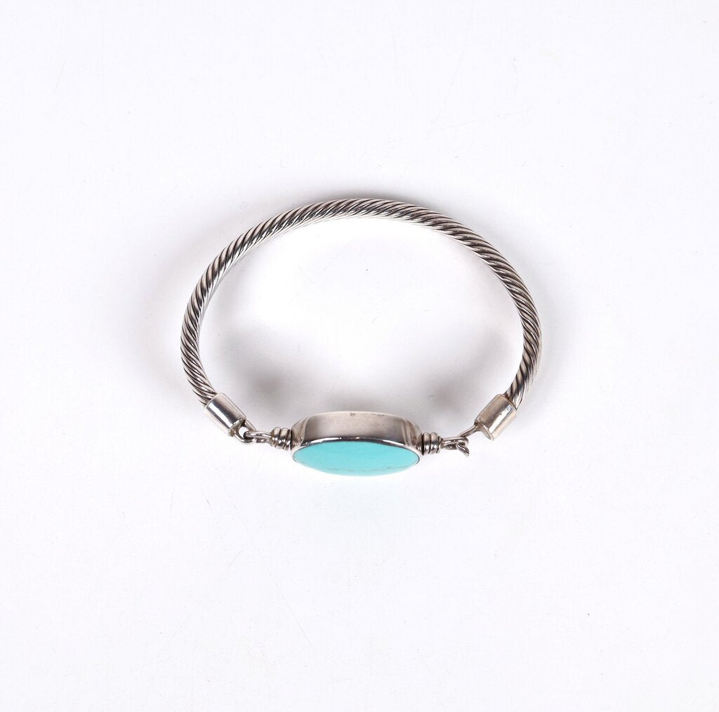 Sterling and Turquoise Cable Bracelet