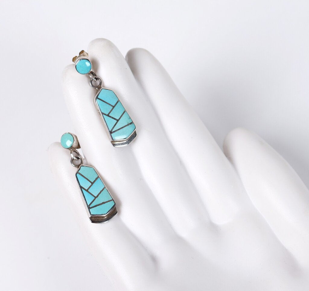 Sterling and Turquoise Inlay Earrings