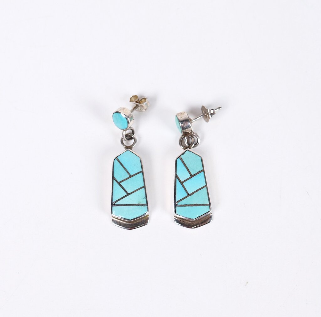 Sterling and Turquoise Inlay Earrings