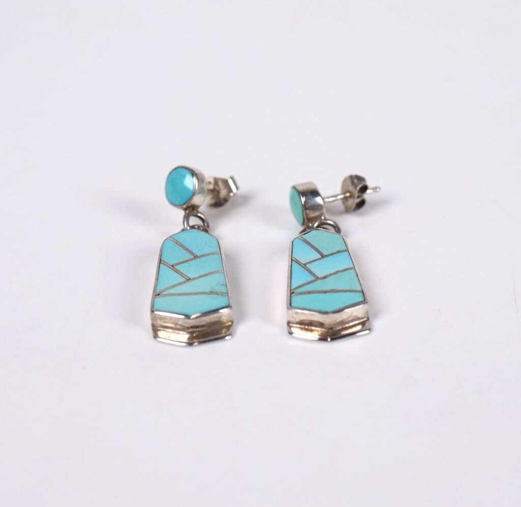Sterling and Turquoise Inlay Earrings