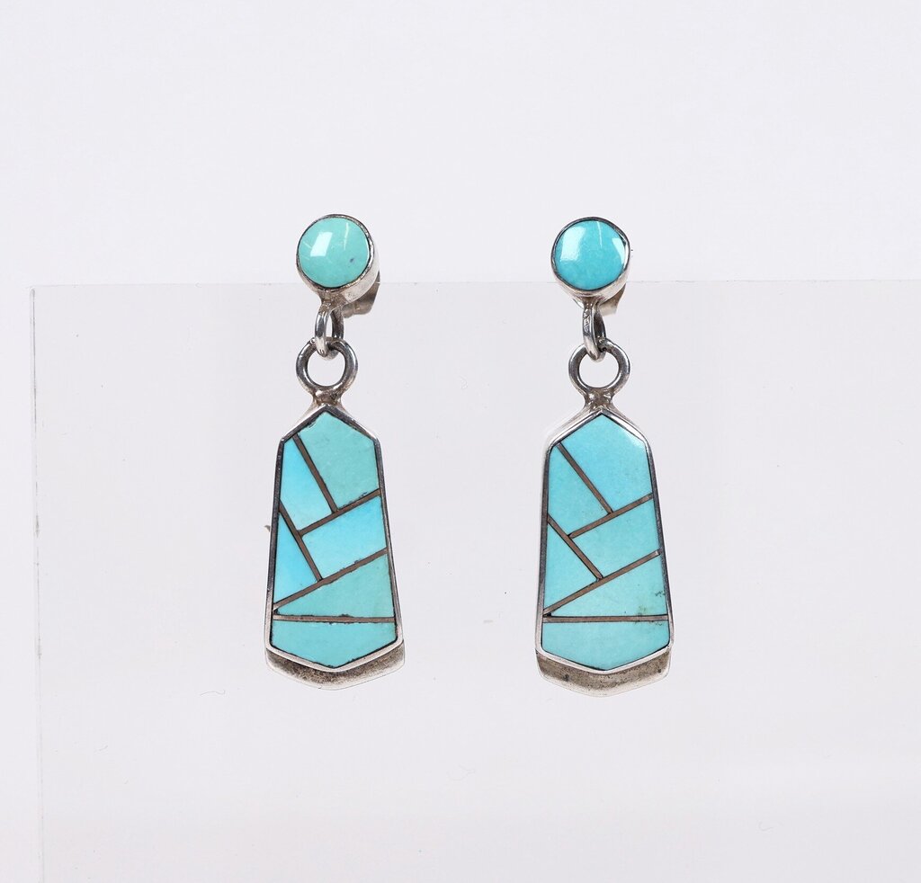 Sterling and Turquoise Inlay Earrings