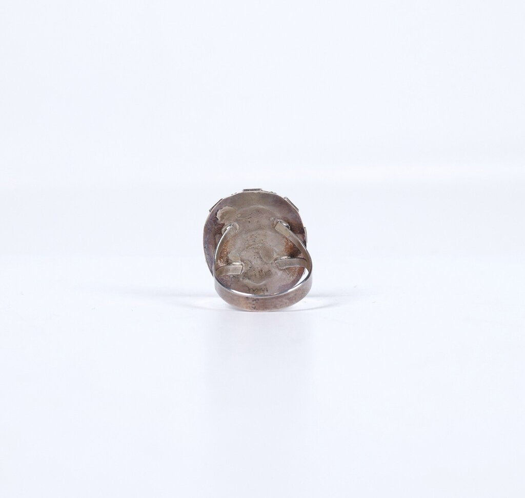 Sterling and Turquoise 'Zuni Fish Scale' Ring (8.5)