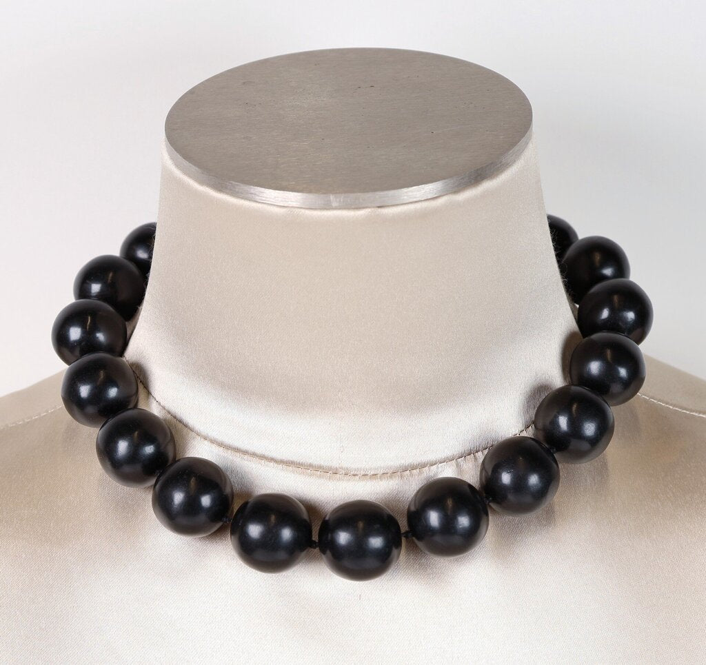 Sterling and Wood Bead Necklace