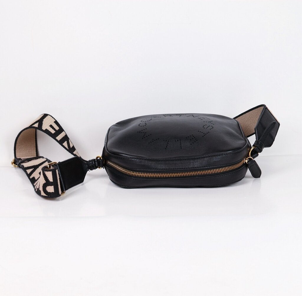 Black Leather Camera Crossbody