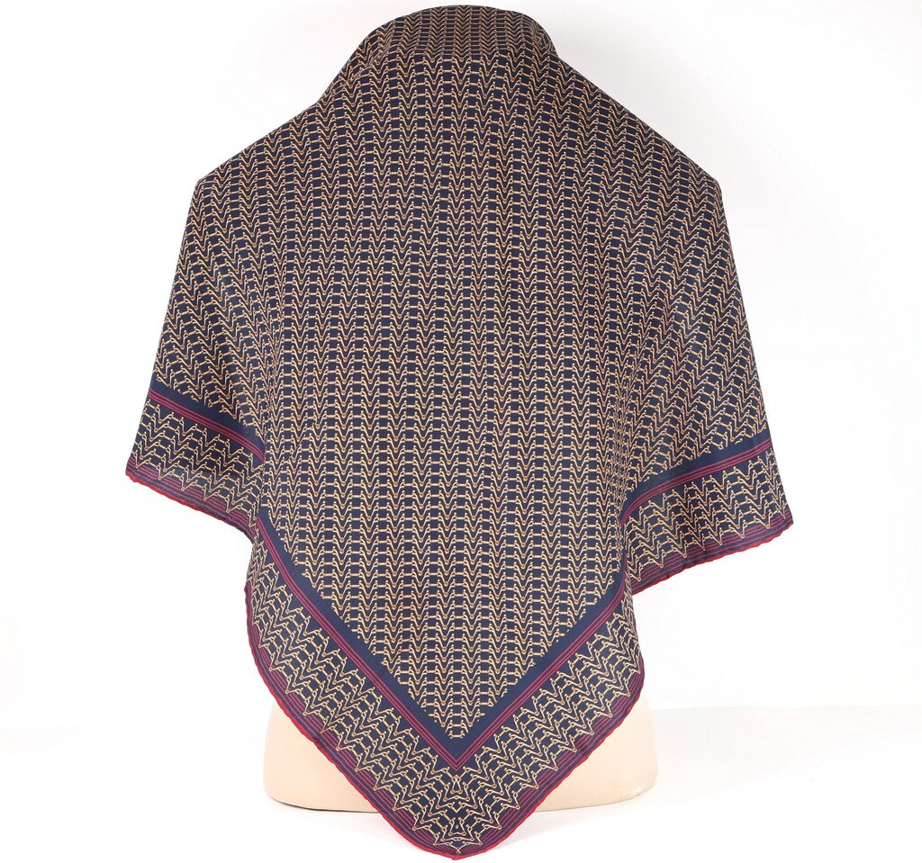 Black/Gold/Red & Navy Border Silk Square