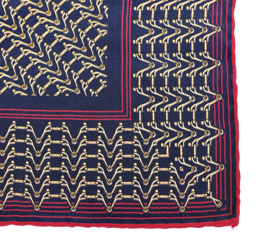 Black/Gold/Red & Navy Border Silk Square