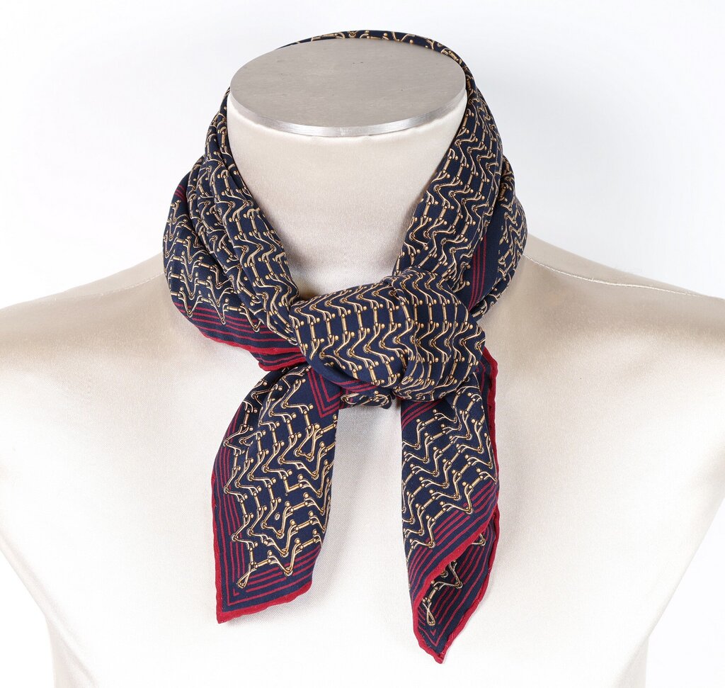 Black/Gold/Red & Navy Border Silk Square