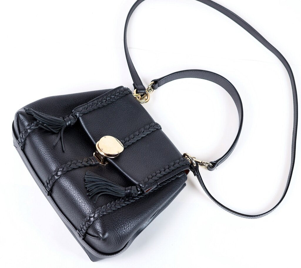 Black Leather Crossbody "Penelope"