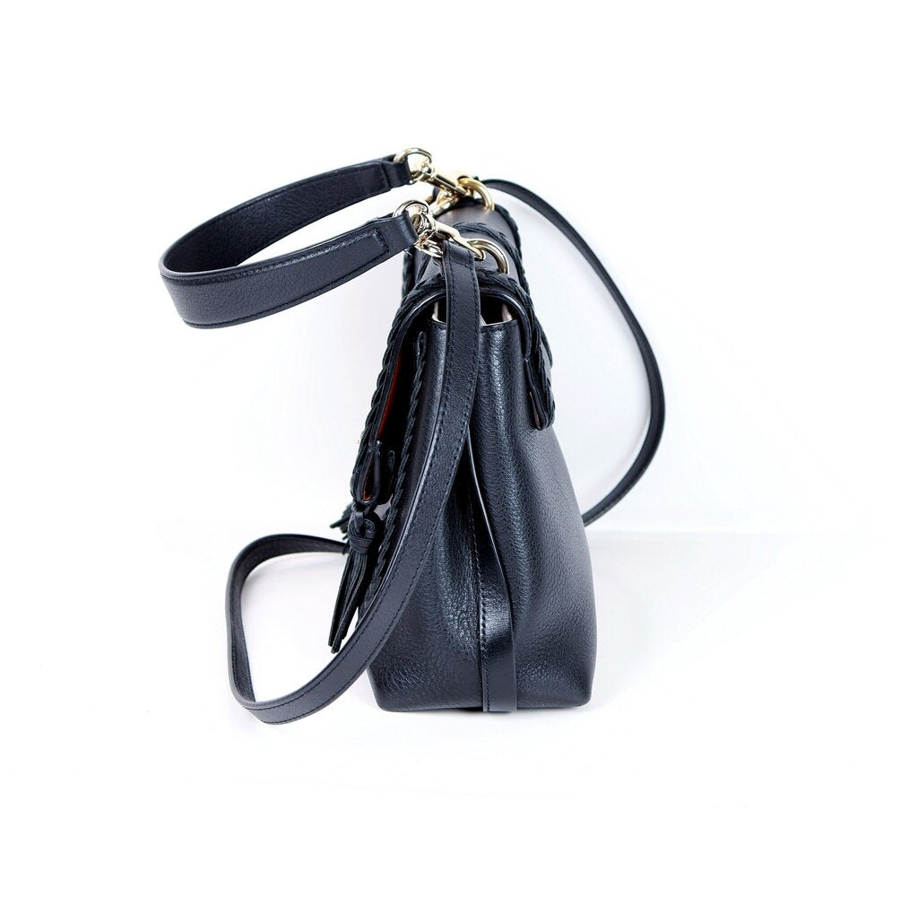 Black Leather Crossbody "Penelope"