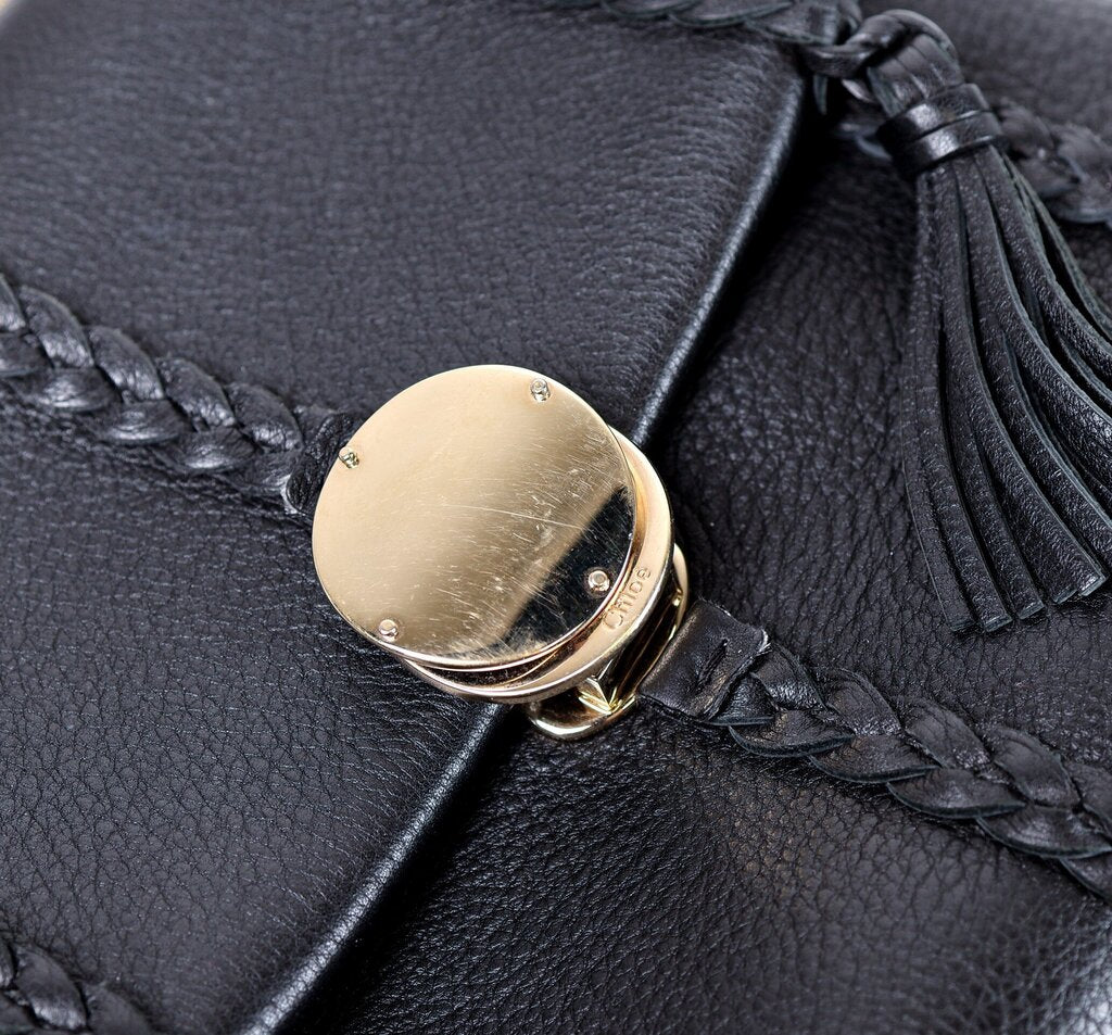 Black Leather Crossbody "Penelope"