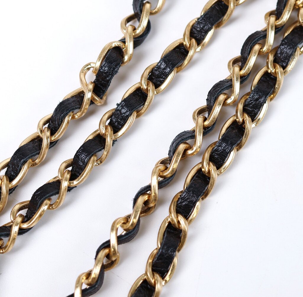 Black Leather Wallet with Double Chain