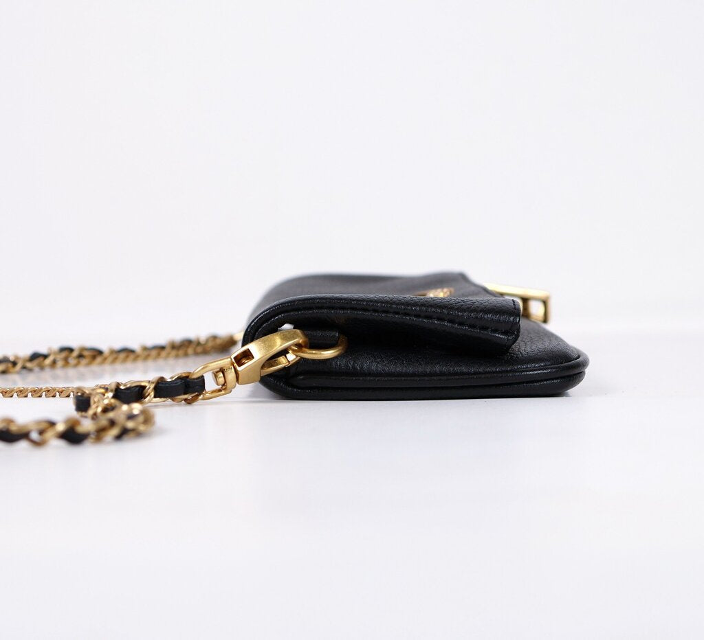 Black Leather Wallet with Double Chain