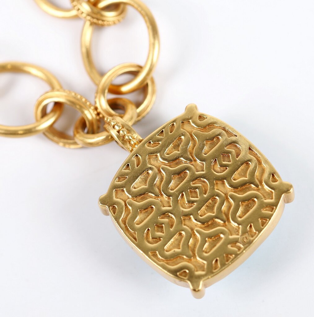Gold Plate 'Antonia' Necklace in Bahamaian Blue