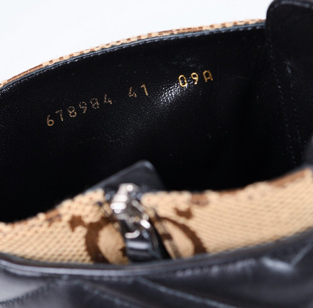 Monogram and Black Leather Combat Boots (W 11)