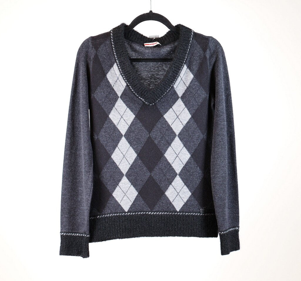 Argyle V-neck Mohair Sweater (S/6)
