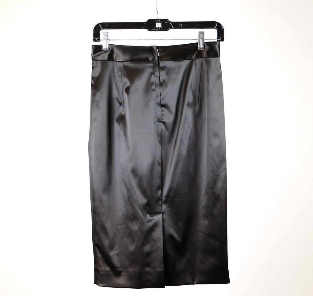 Black Satin Pencil Skirt (S)