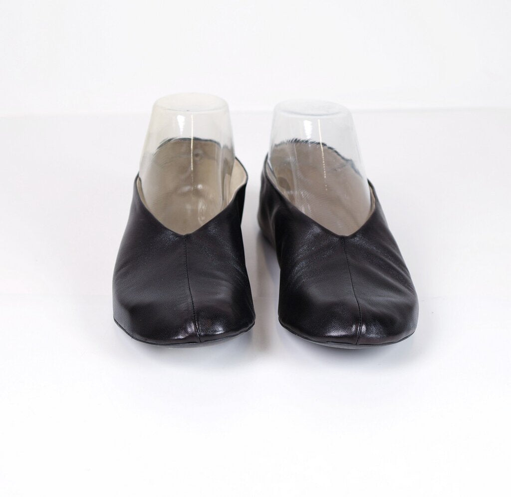 Black Leather Seamed Ballet Flats (36/6)