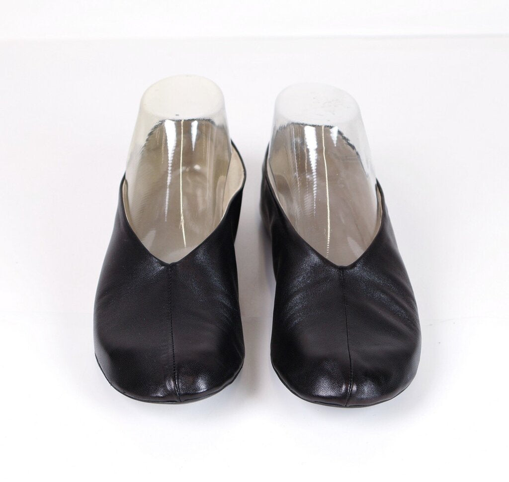 Black Leather Seamed Ballet Flats (36/6)
