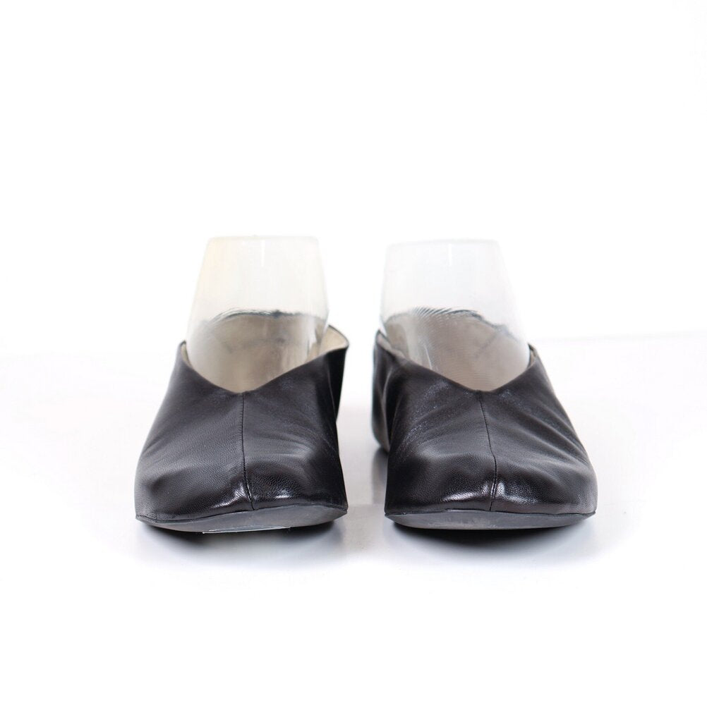 Black Leather Seamed Ballet Flats (36/6)