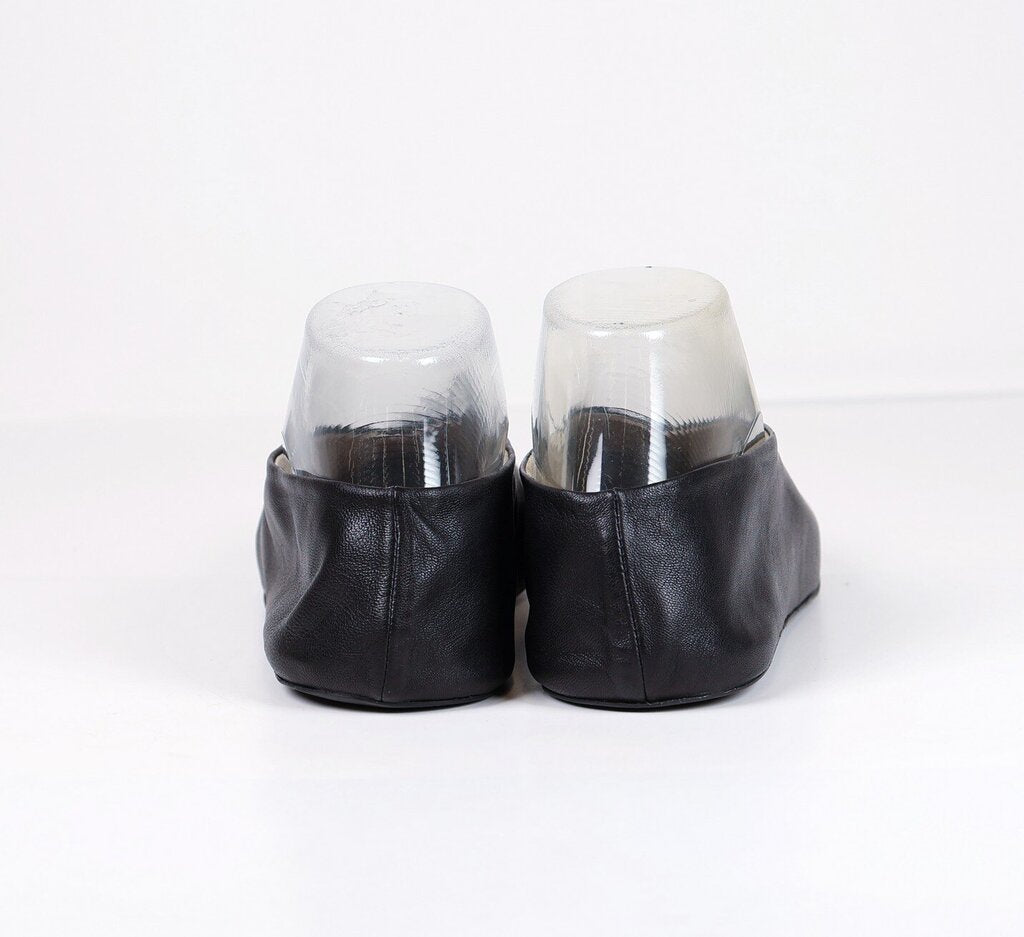 Black Leather Seamed Ballet Flats (36/6)