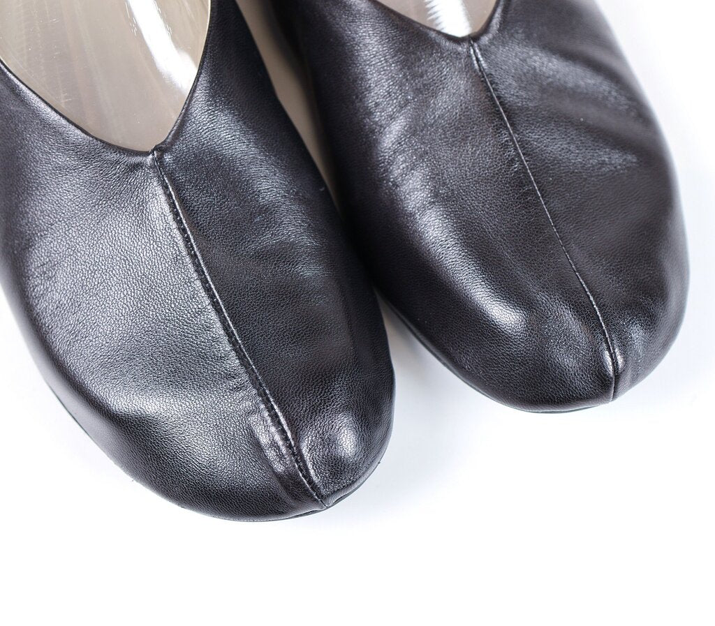 Black Leather Seamed Ballet Flats (36/6)