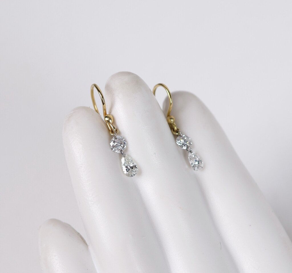 18K Gold and Diamond Drop Earrings
