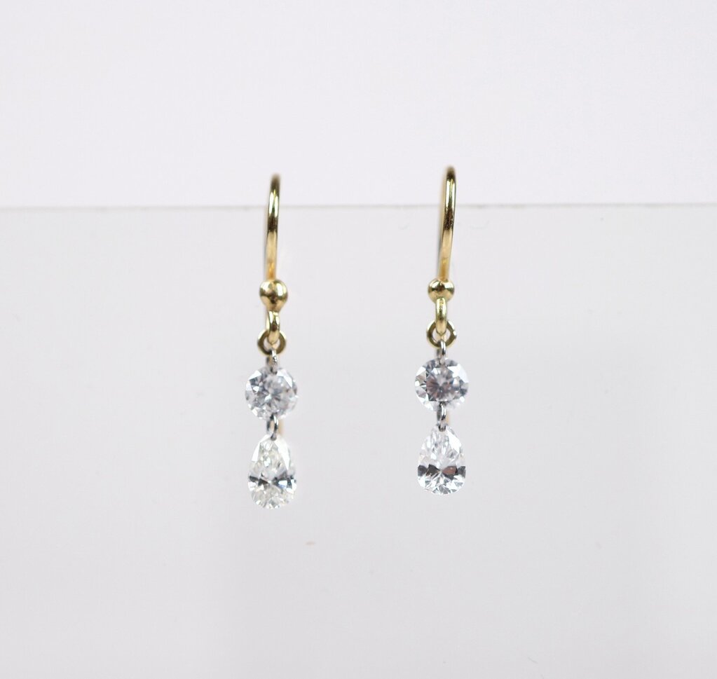 18K Gold and Diamond Drop Earrings