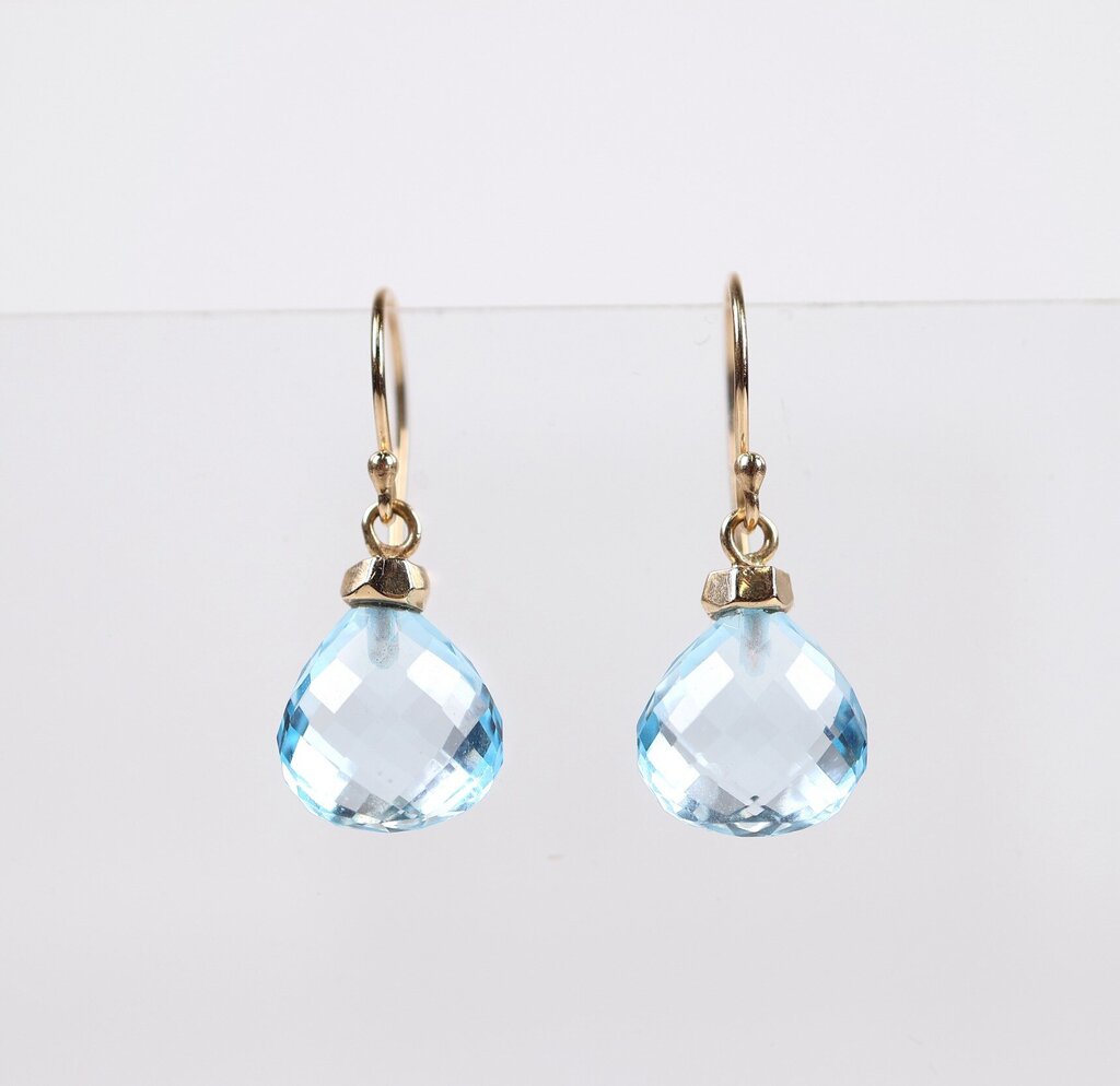 14K Gold and Blue Topaz Earrings