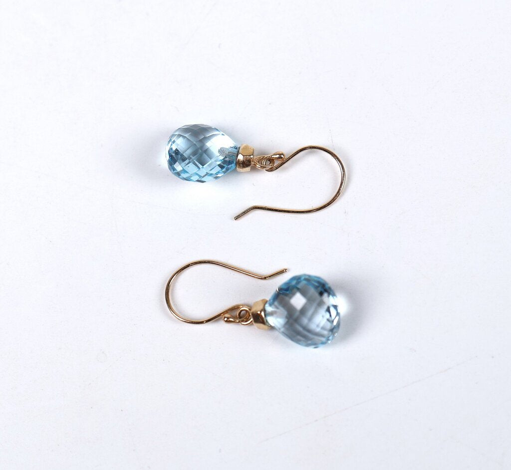 14K Gold and Blue Topaz Earrings