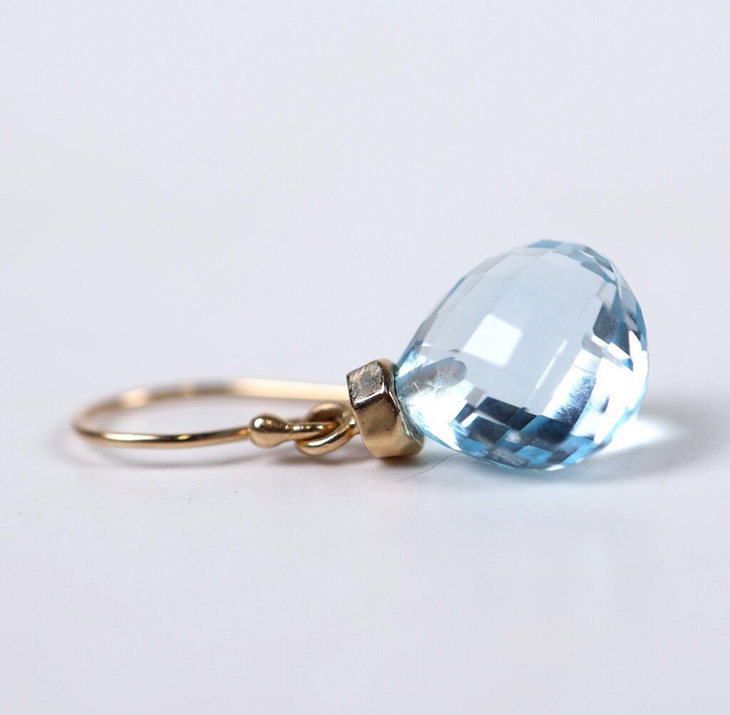 14K Gold and Blue Topaz Earrings