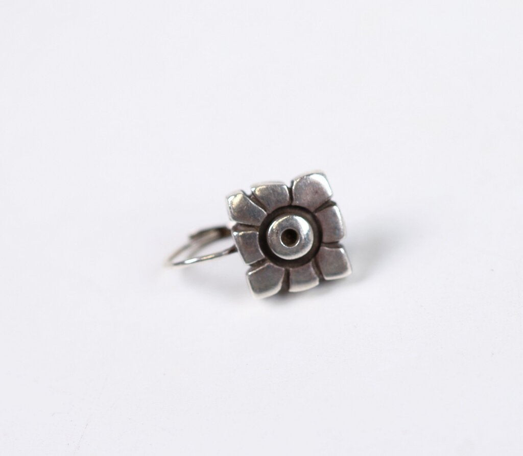 Sterling Geometric Sunflower Earrings