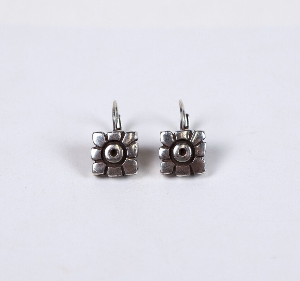 Sterling Geometric Sunflower Earrings