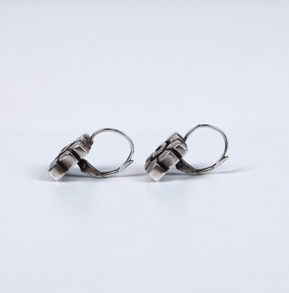 Sterling Geometric Sunflower Earrings