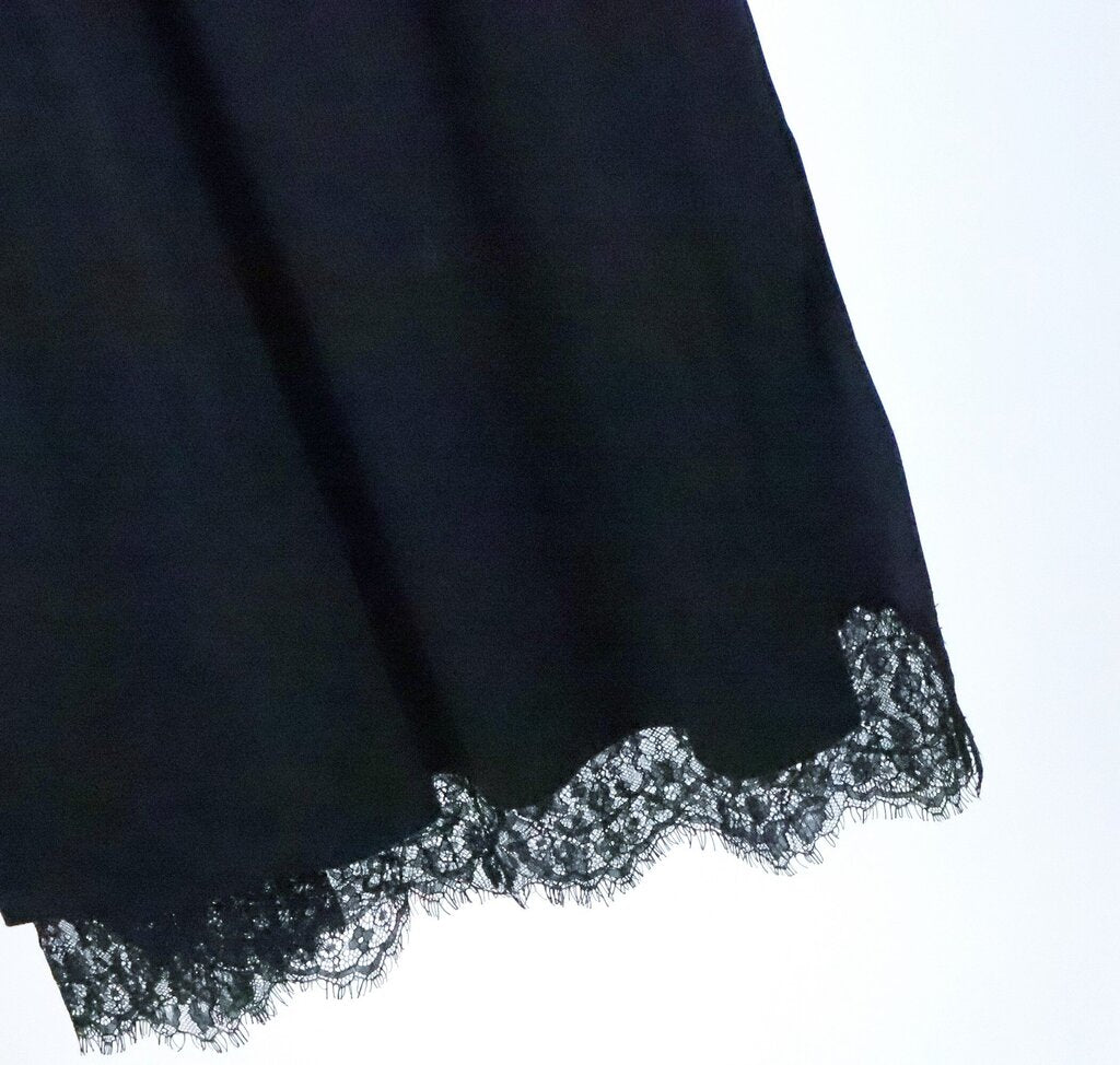 Black Tank Dress with Lace and Navy Satin (L)