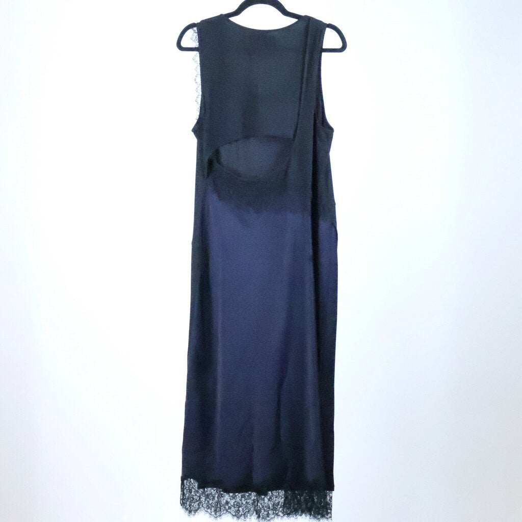 Black Tank Dress with Lace and Navy Satin (L)